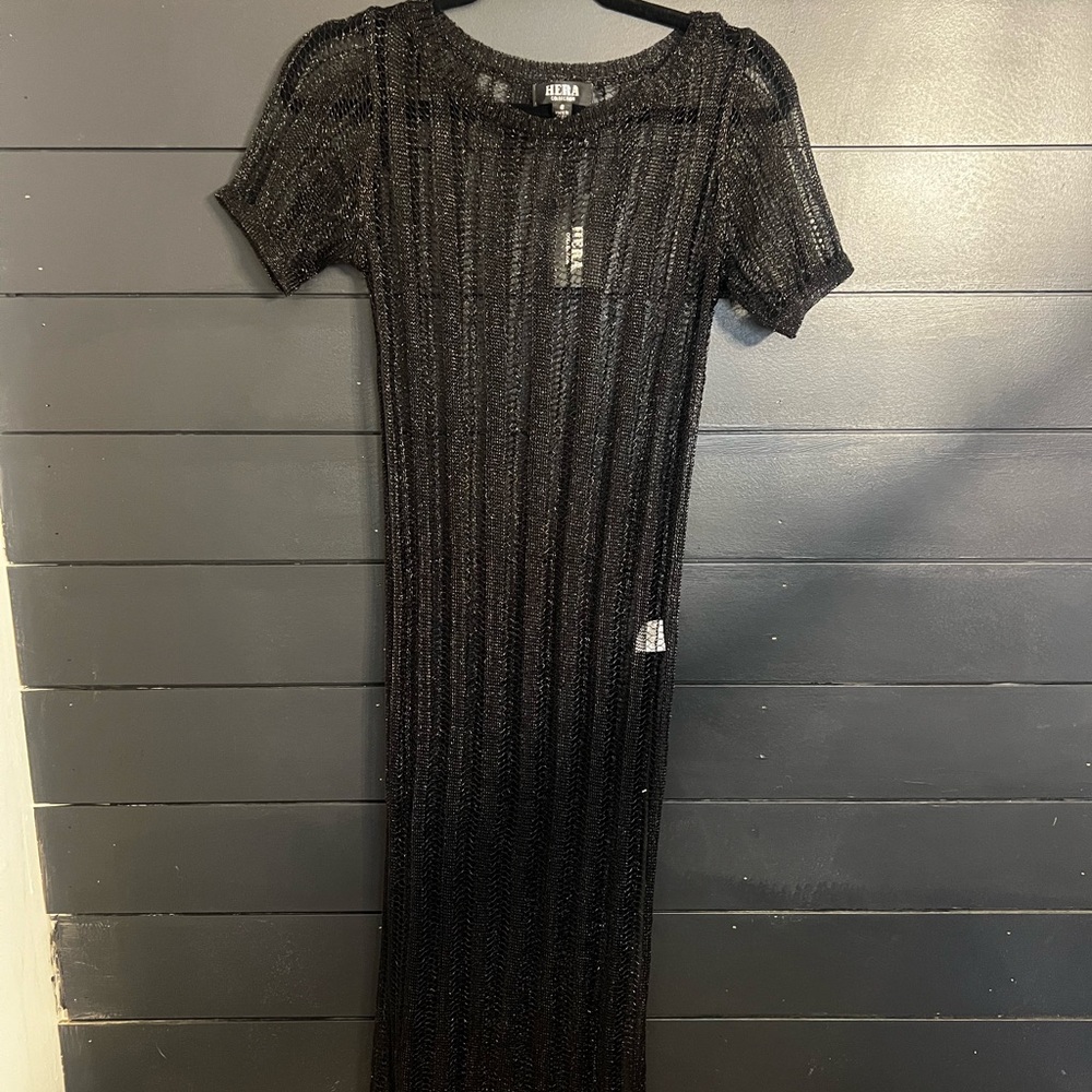 Black Ribbed Sleeve Sheath Coverup